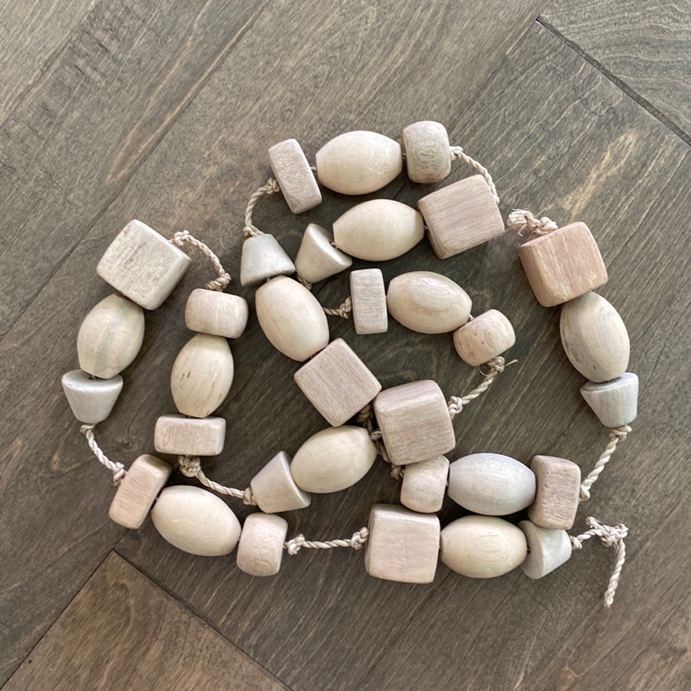 Natural Wood Oversized Wooden Home Decor Large Bead Garland Neutral Nautical - Picture 2 of 7